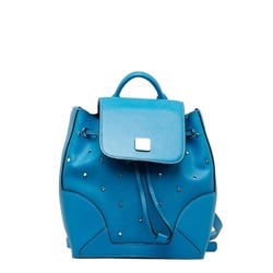 MCM Visetos Backpack Light Blue PVC Leather Women's