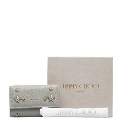 Jimmy Choo Neptune Star Studs Key Case Gray Leather Women's JIMMY CHOO