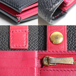 CELINE Bifold Wallet Black Pink 104873A STRAP Women's