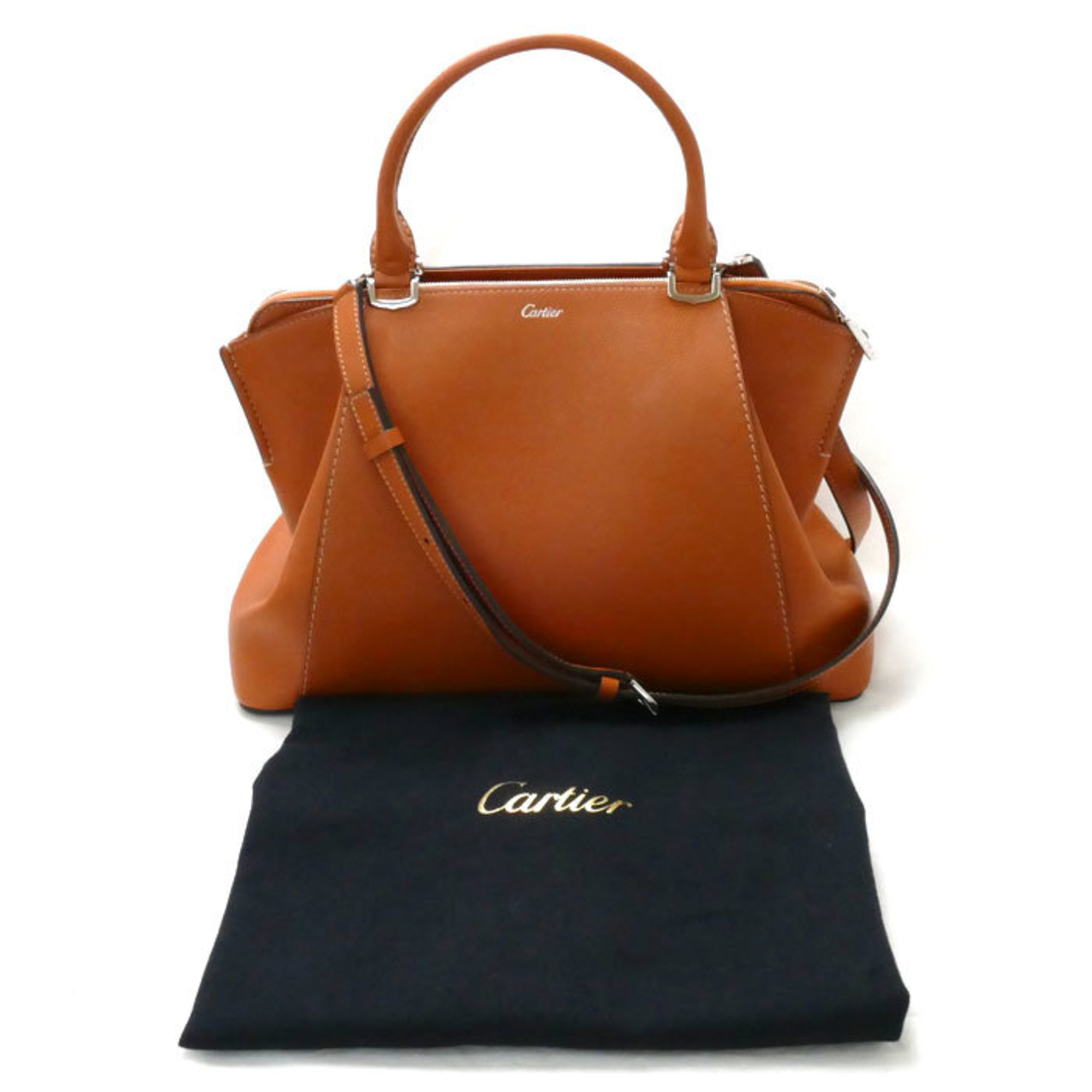 CARTIER C de Cartier SM 2Way Shoulder Bag Brown L1001948 Women's