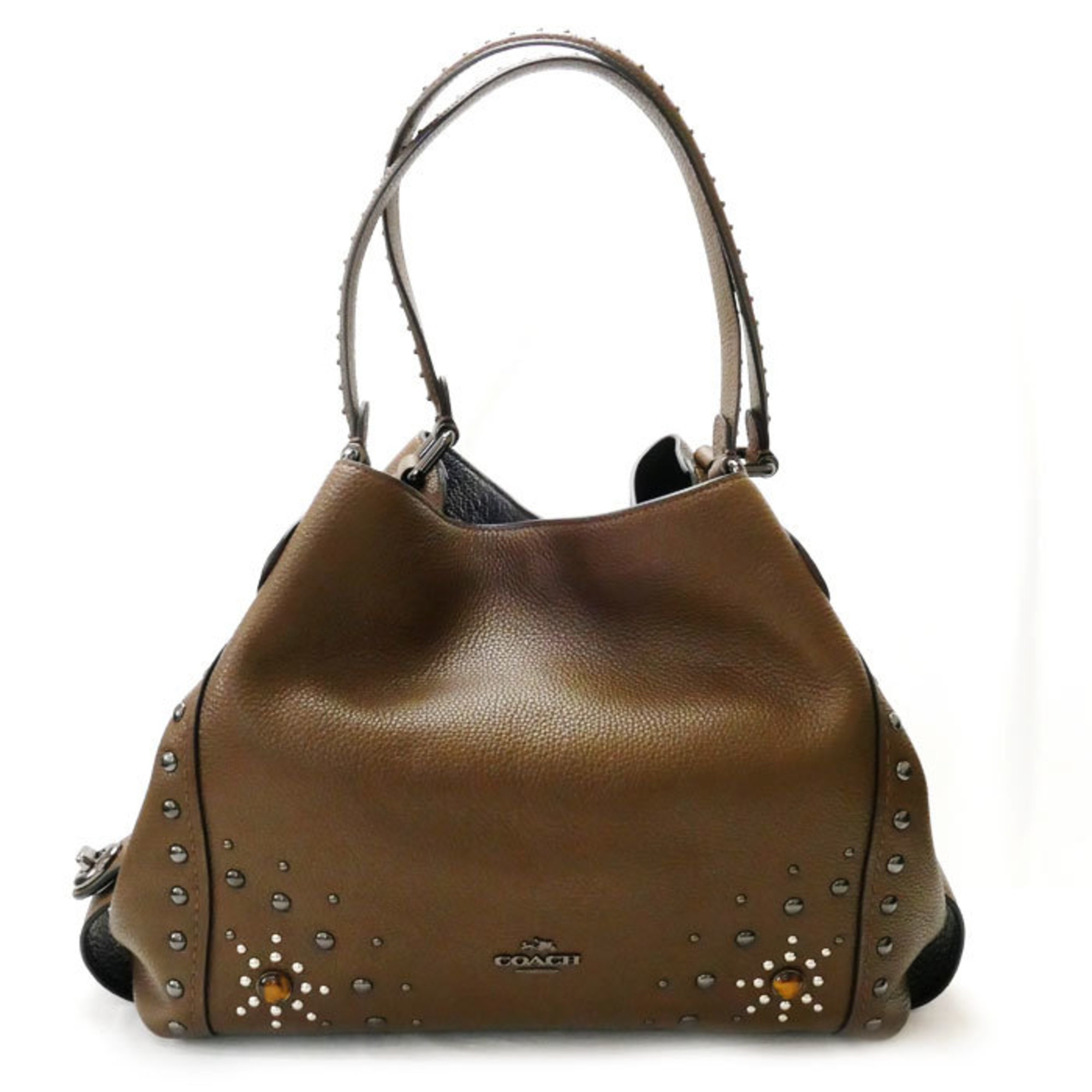 COACH Western Rivet Edie Shoulder Bag Brown 57660 Women's