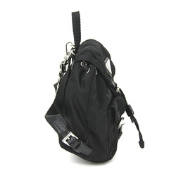 PRADA Crossbody Shoulder Bag Backpack Motif Nylon/Metal Black/Silver Women's