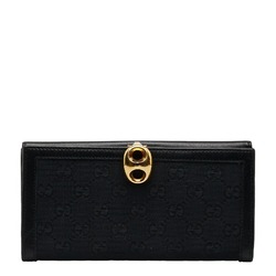 Gucci GG Canvas Long Wallet 159641 Black Leather Women's GUCCI