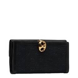 Gucci GG Canvas Long Wallet 159641 Black Leather Women's GUCCI