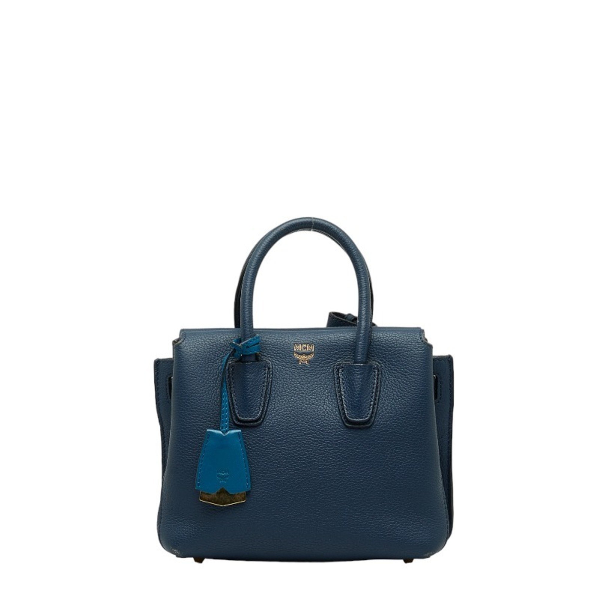 MCM Handbag Shoulder Bag Blue Leather Ladies