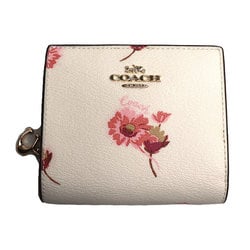 COACH Multi Floral Print Snap Wallet Bifold White C8691 Outlet Ladies