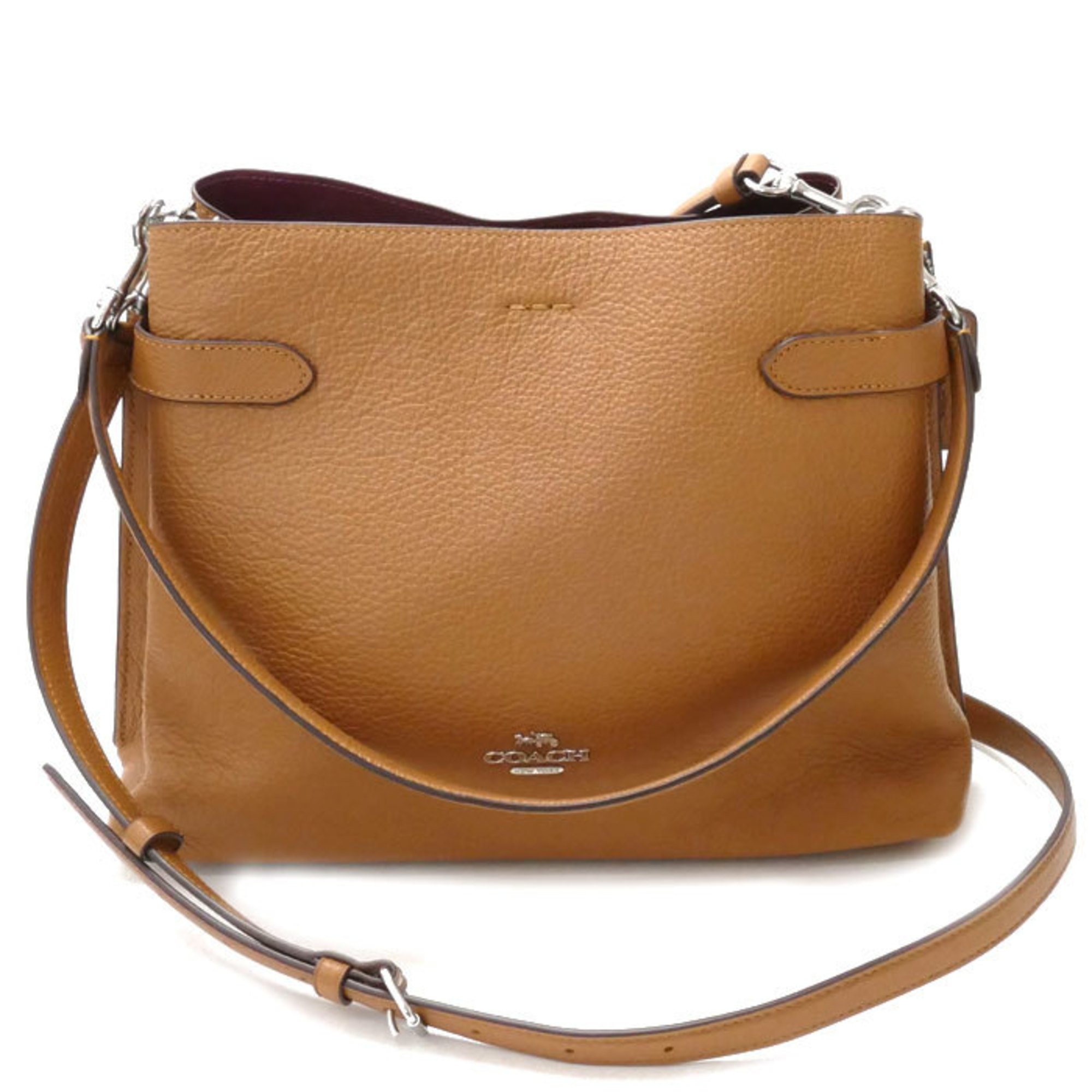 COACH Coach Leather Hannah 2Way Shoulder Bag Light Saddle CH194 SV/QD Outlet Ladies