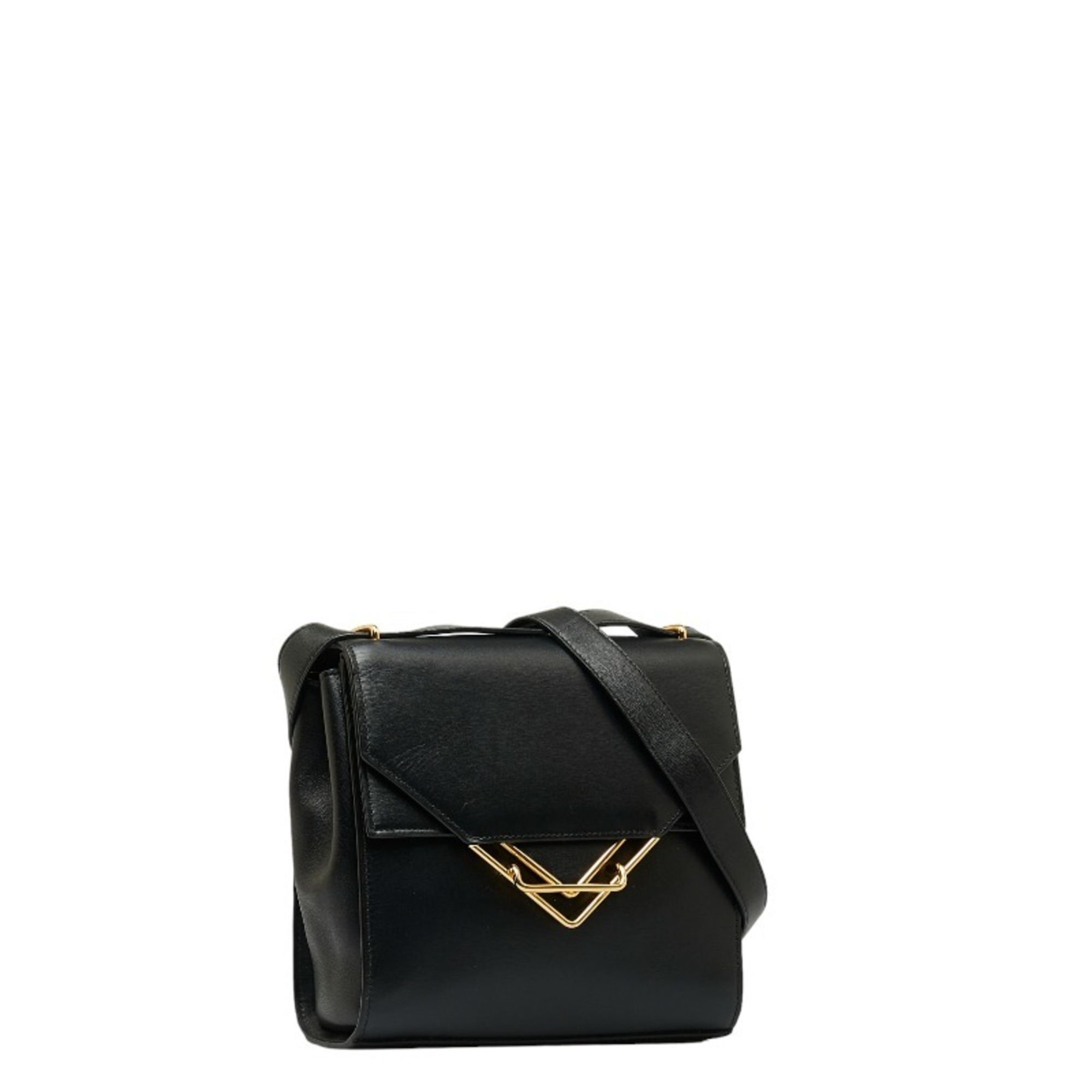 Bottega Veneta Clip Shoulder Bag Black Leather Women's BOTTEGAVENETA