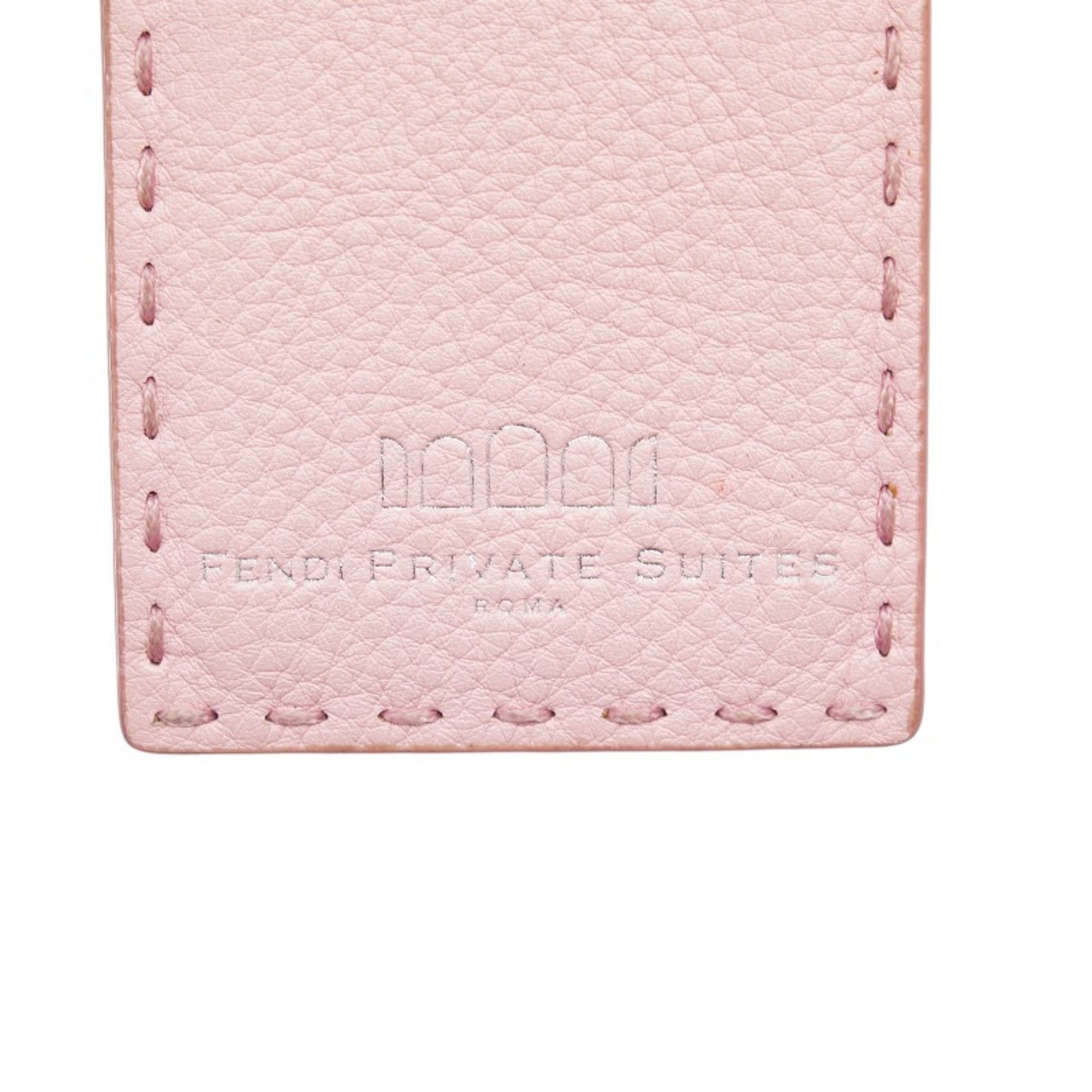 FENDI Private Sweets Embossed Stitch Pass Case Card Pink Leather Ladies