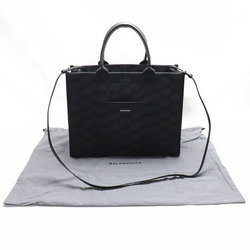 BALENCIAGA BB Monogram Jacquard 2Way Shoulder Bag HARDWARE 2.0 Medium Black 714177 Women's