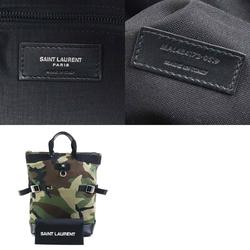 Saint Laurent SAINT LAURENT Backpack Canvas/Leather Khaki x Black Men's 484172