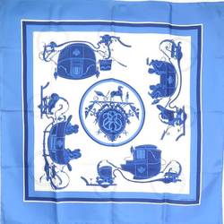 HERMES Scarf Carre90 Silk Blue/White Ladies