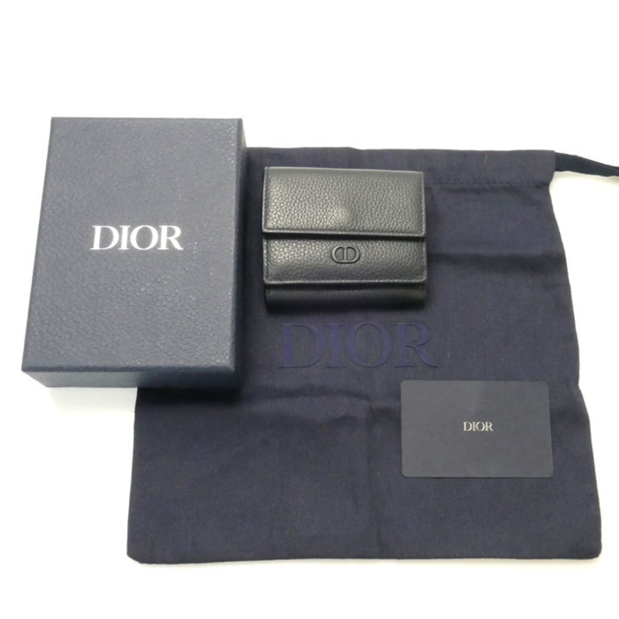 Christian Dior CD Icon Trifold Wallet Navy 2ESBC110CDI Women's