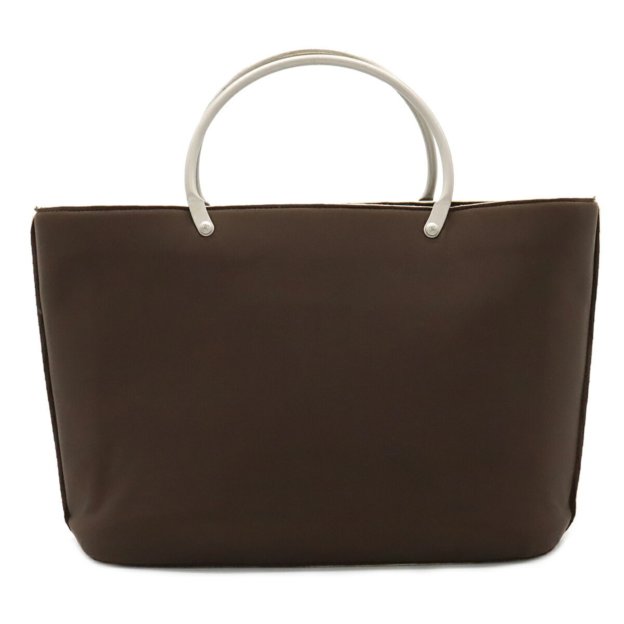 CHANEL Handbag Tote Bag Polyurethane Dark Brown