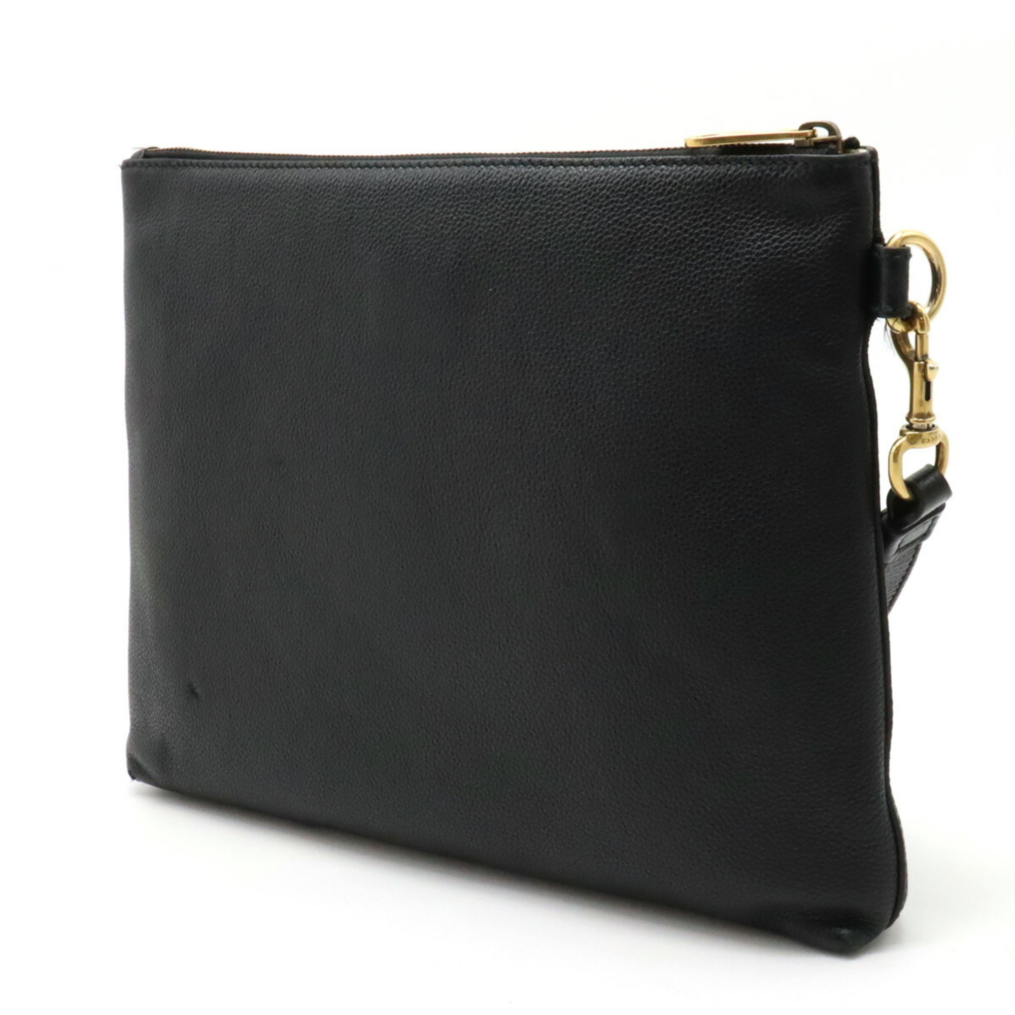 GUCCI Gucci Print Portfolio Medium Clutch Bag Second Leather Black Green Red 572770
