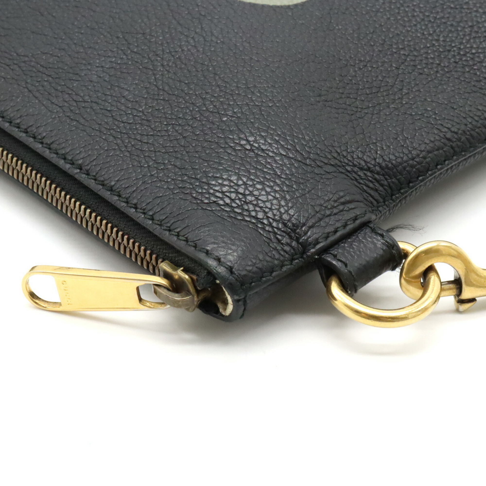 GUCCI Gucci Print Portfolio Medium Clutch Bag Second Leather Black Green Red 572770