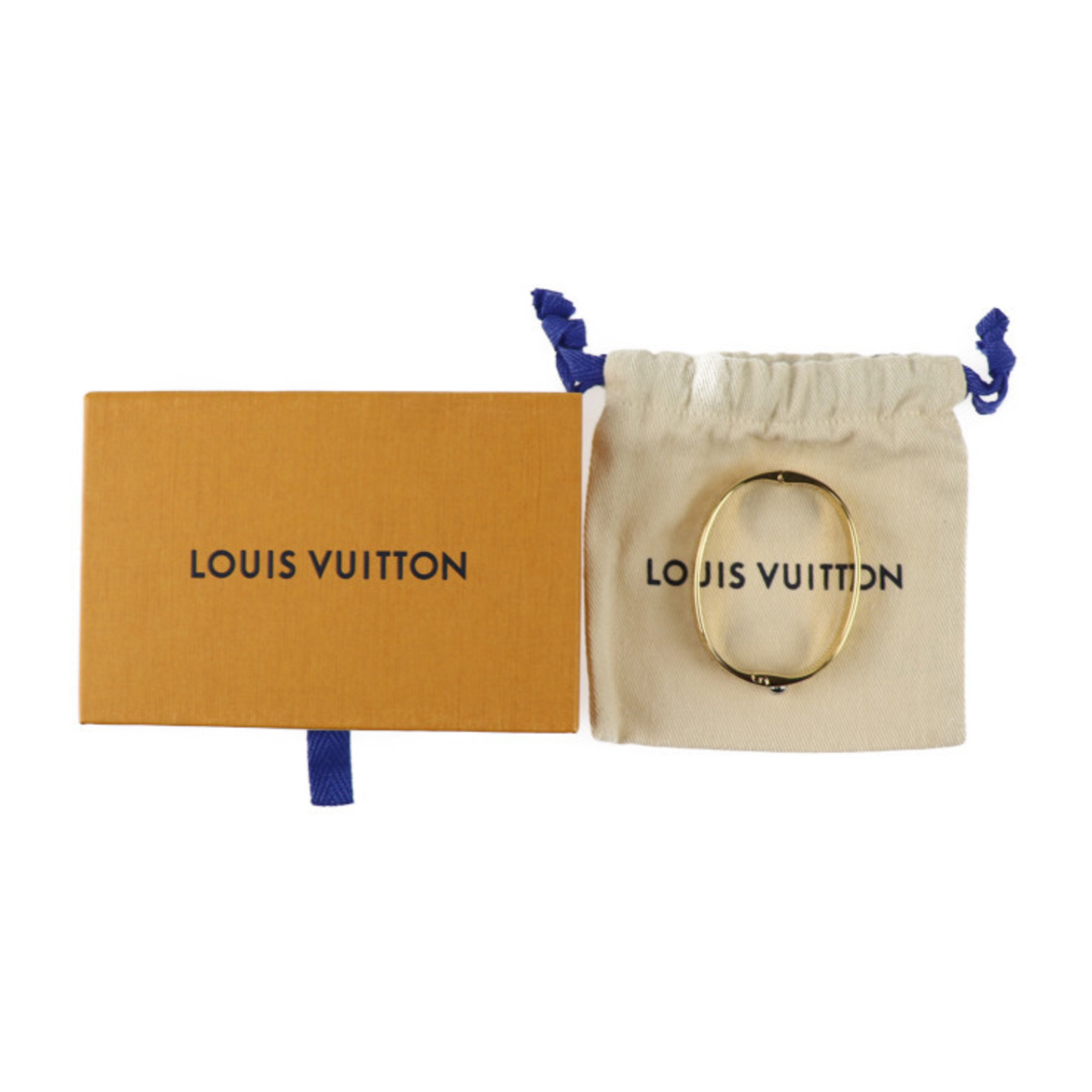 LOUIS VUITTON Cuff Nanogram Bracelet M00251 Size S Metal Gold Silver Bangle Vuitton