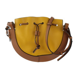 LOEWE Horseshoe Small Shoulder Bag A826303X03 Calf Leather Yellow Brown Drawstring Pochette