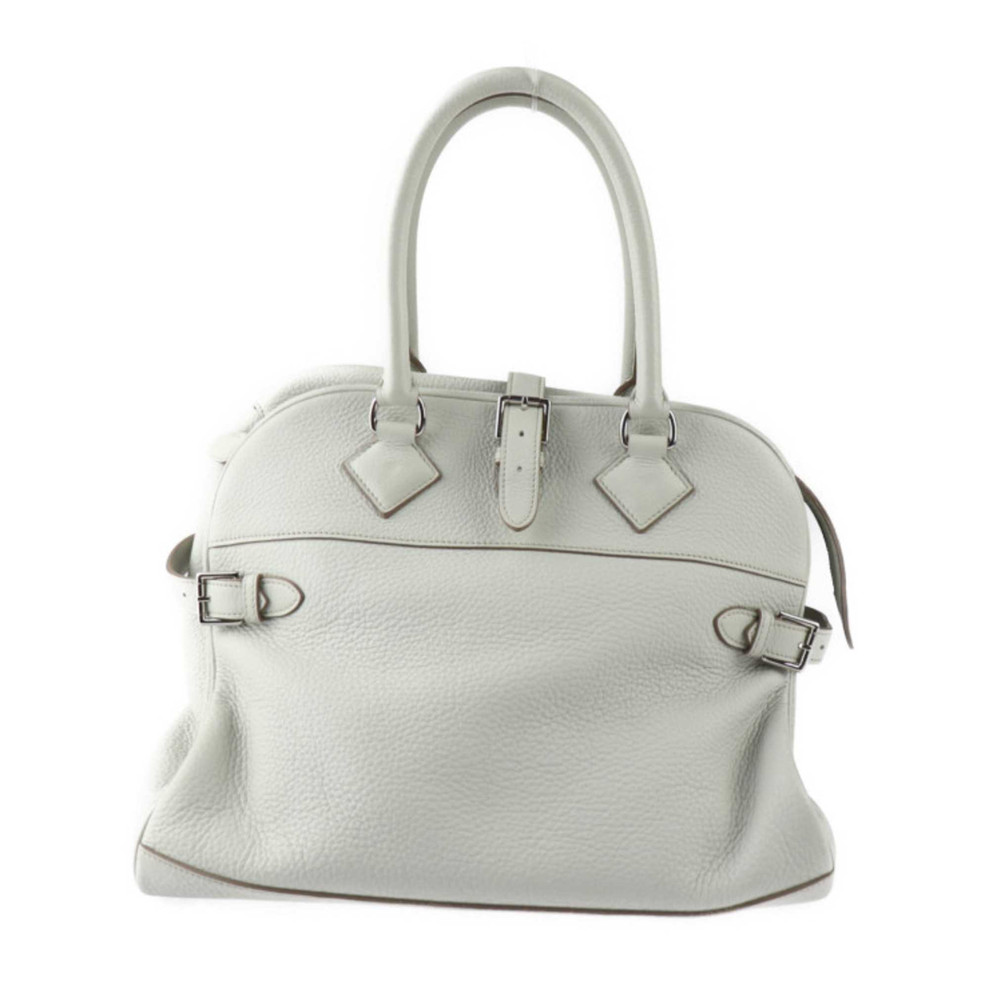 HERMES Atlas 35 Handbag Taurillon Clemence Pearl Gray Silver Hardware □O stamp