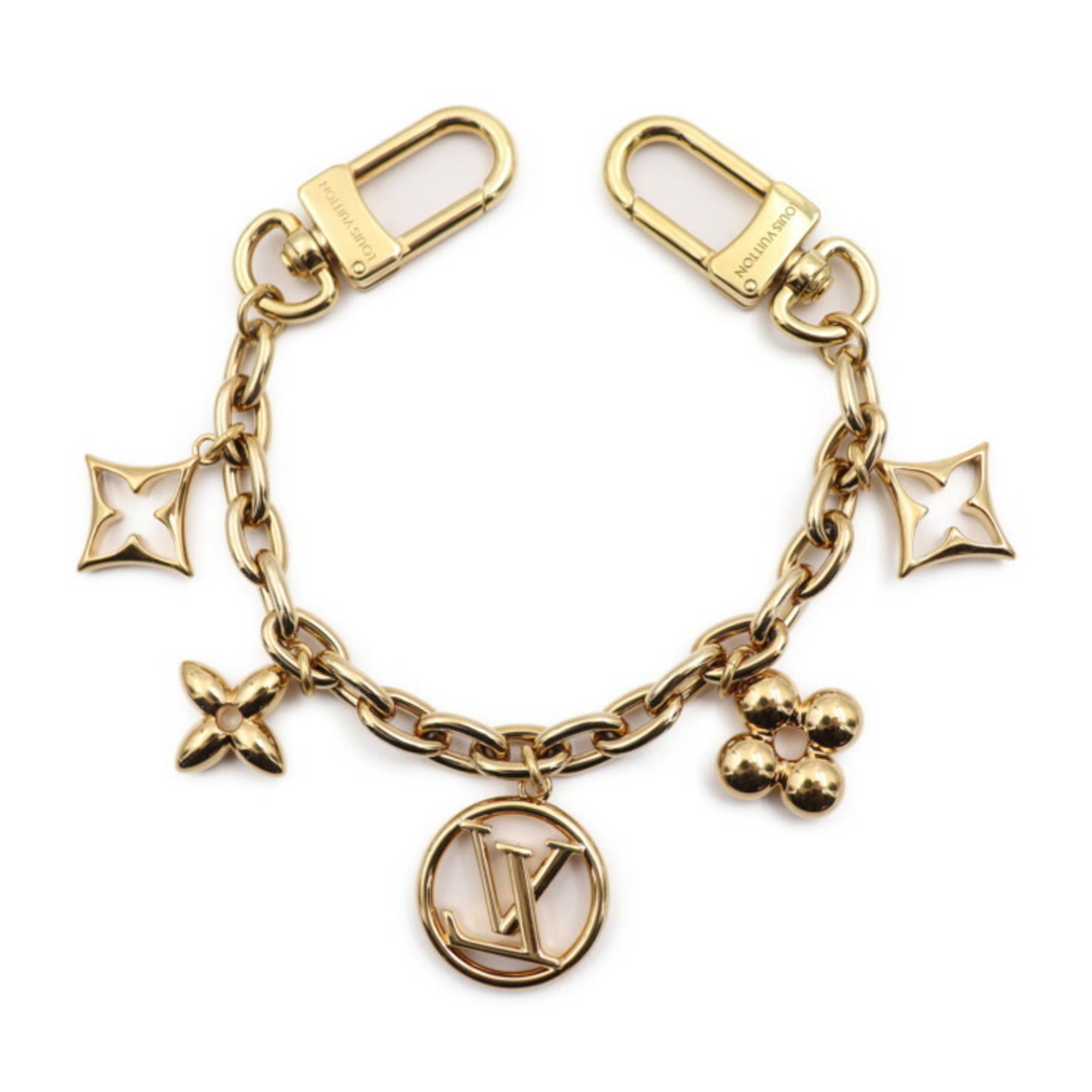 LOUIS VUITTON Bijou Sac Chain Blooming Keychain M00997 Metal Gold Monogram Flower Circle Logo Bag Charm Vuitton