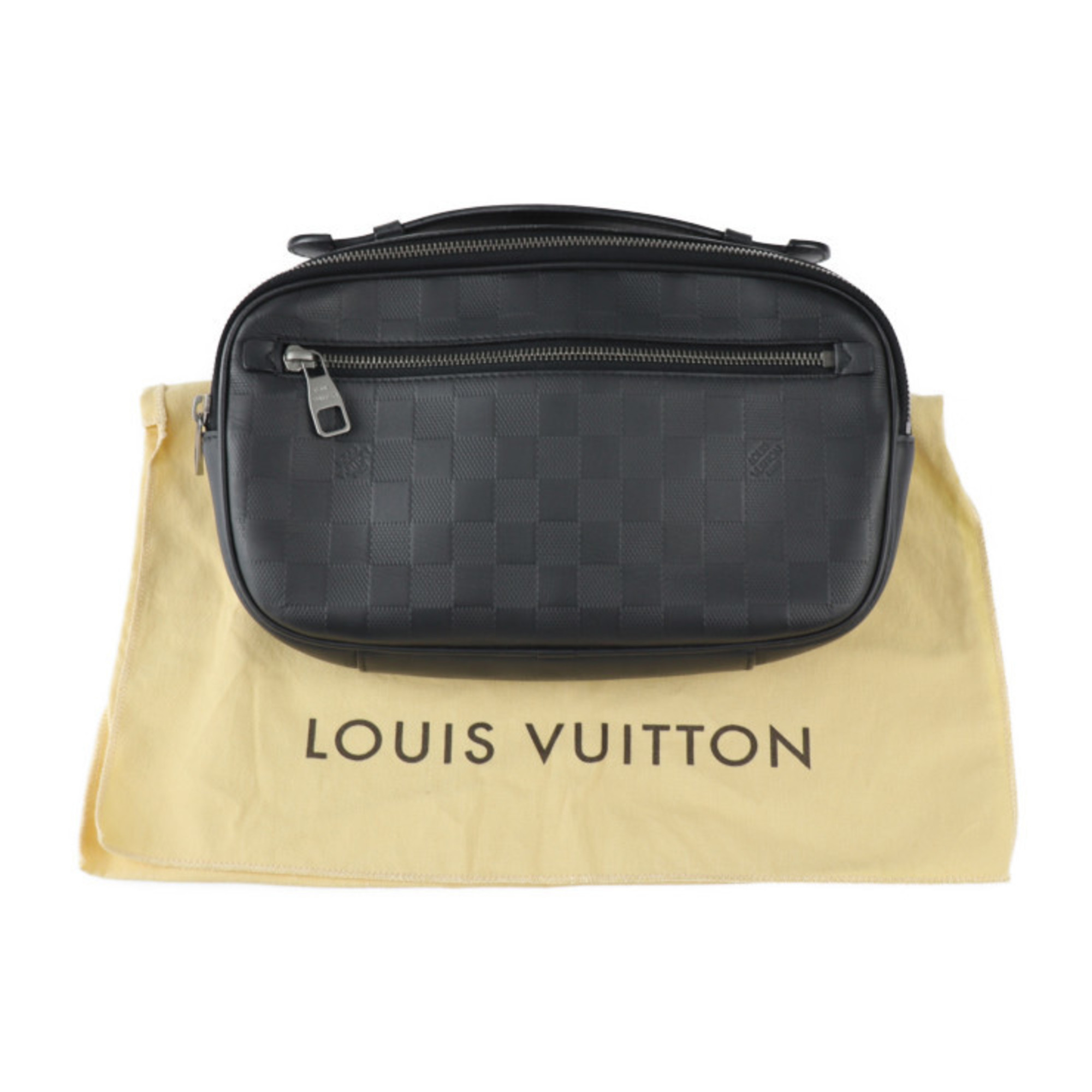 LOUIS VUITTON Louis Vuitton Umbrella Body Bag N41288 Damier Infini Onyx Silver Hardware 2WAY Clutch Second Waist