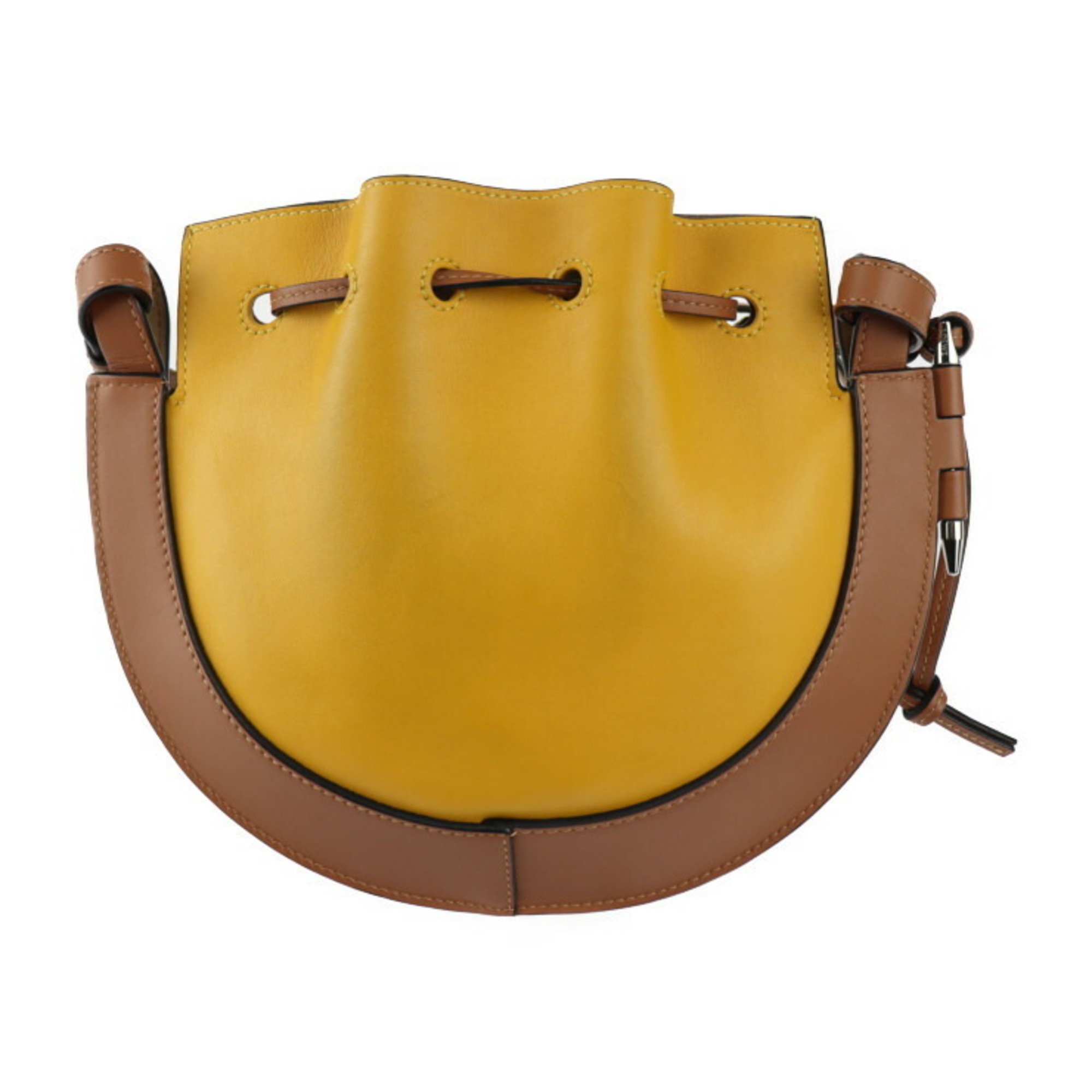 LOEWE Horseshoe Shoulder Bag A826303X03 Leather Yellow Brown Drawstring
