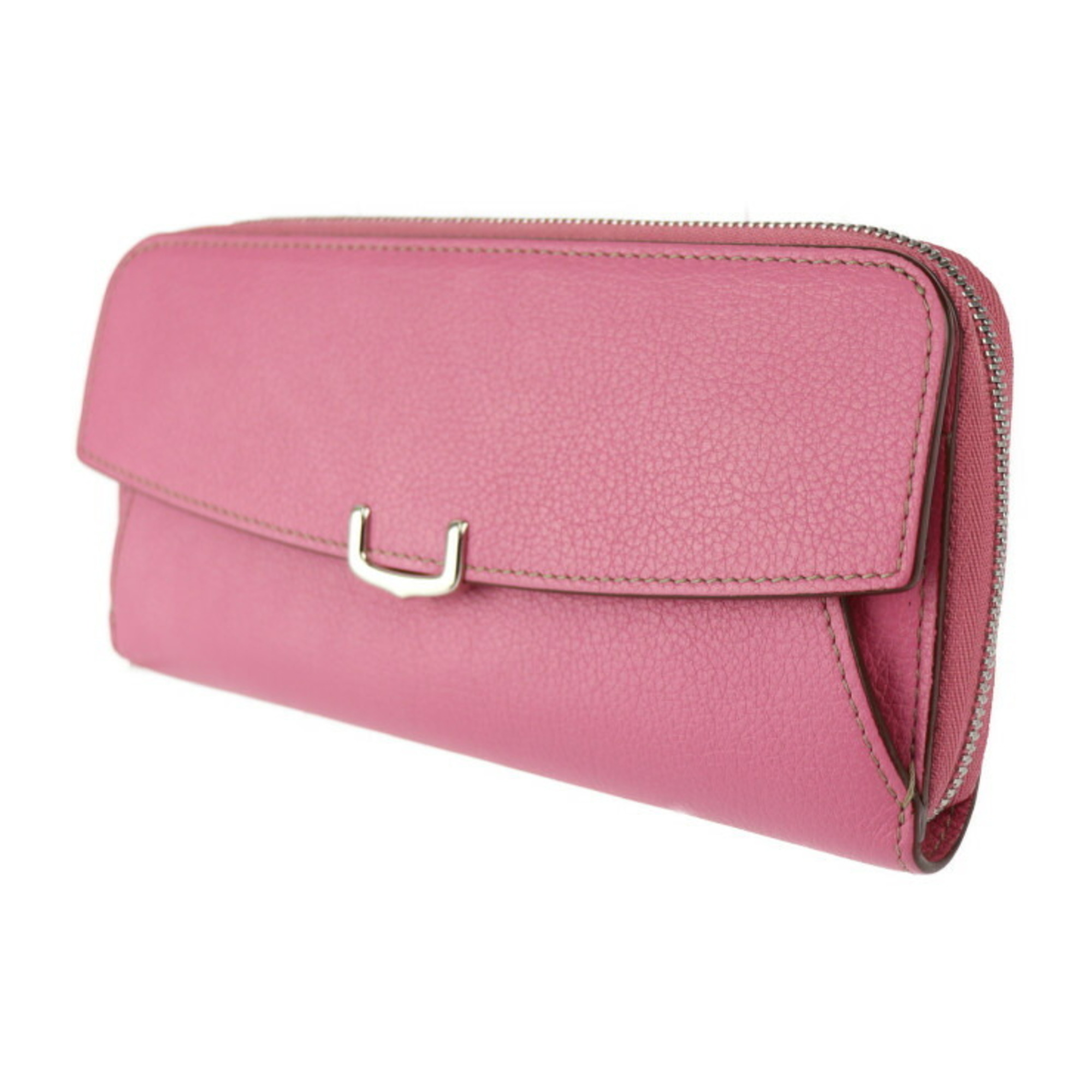 CARTIER C de Cartier long wallet L3001619 leather pink silver hardware round zipper