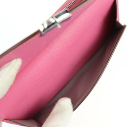CARTIER C de Cartier long wallet L3001619 leather pink silver hardware round zipper