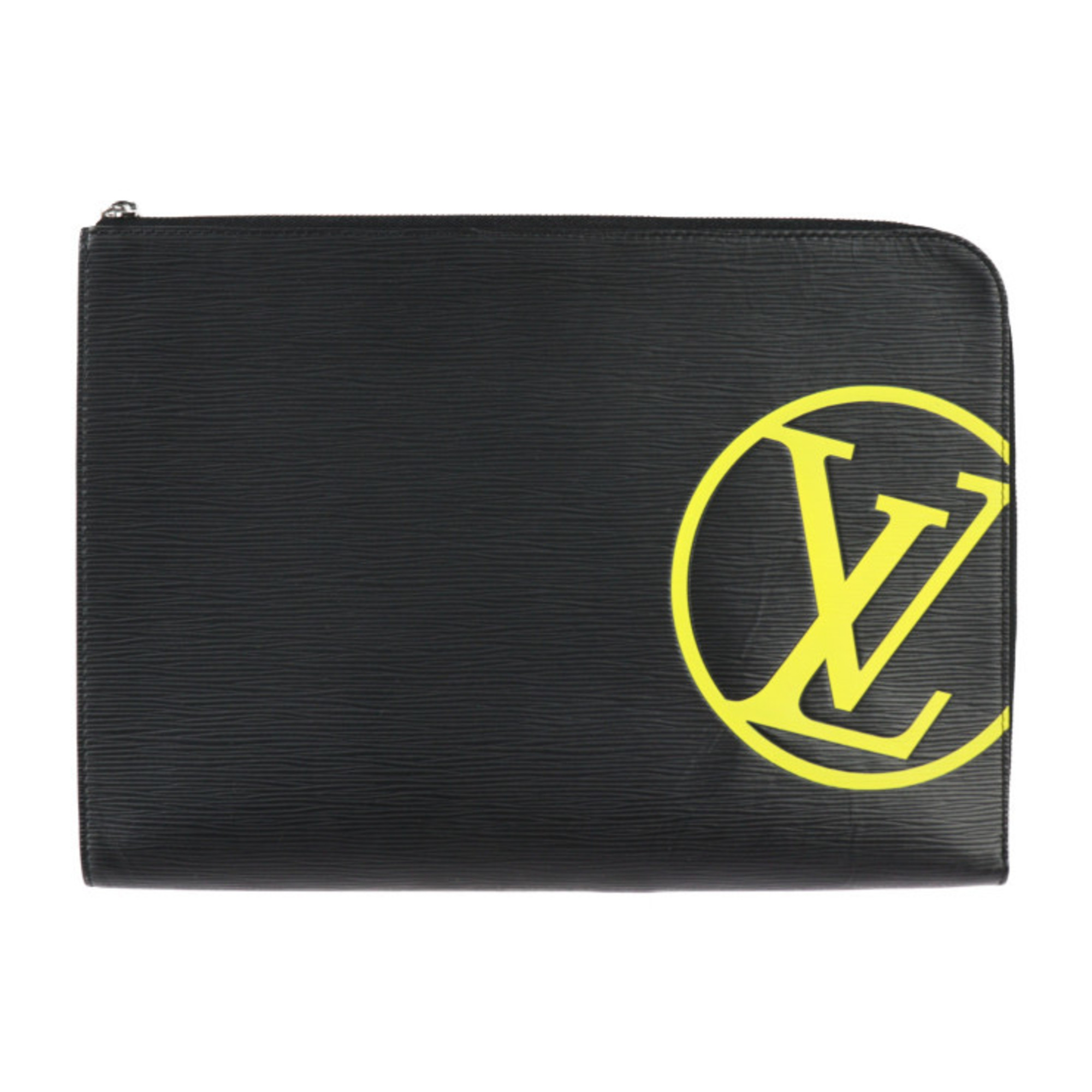 LOUIS VUITTON Louis Vuitton Pochette Jules GM Clutch Bag M68198 Epi Leather Black Yellow Silver Hardware Pouch LV Circle L-shaped Zipper