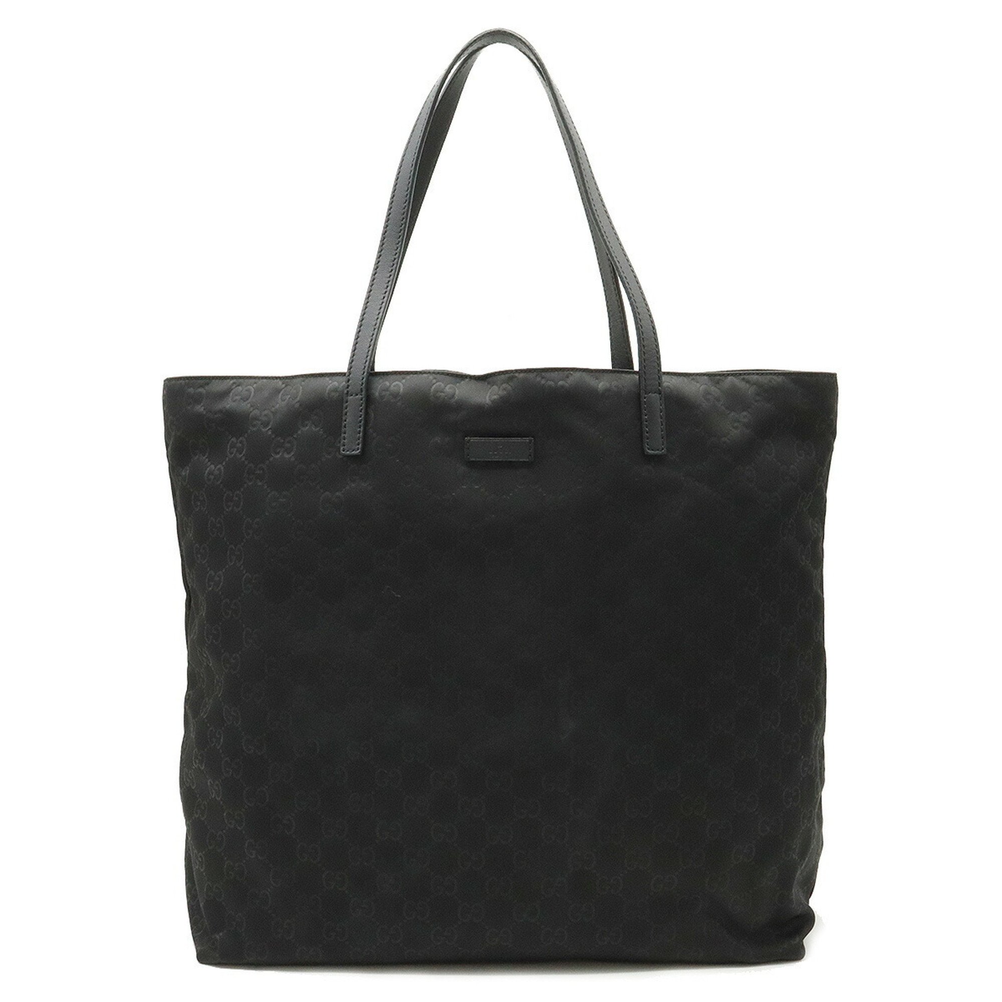GUCCI Gucci GG Nylon Tote Bag Shoulder Leather Black 295252