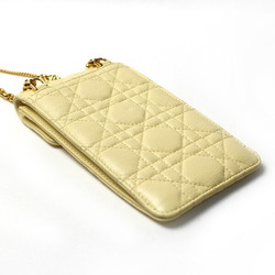 Christian Dior Dior CARO Phone Holder Shoulder Bag Yellow S5105UWHC Chain Ladies
