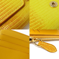 BURBERRY TB Compact Wallet Trifold Yellow 80660021 Embossed Leather Women's