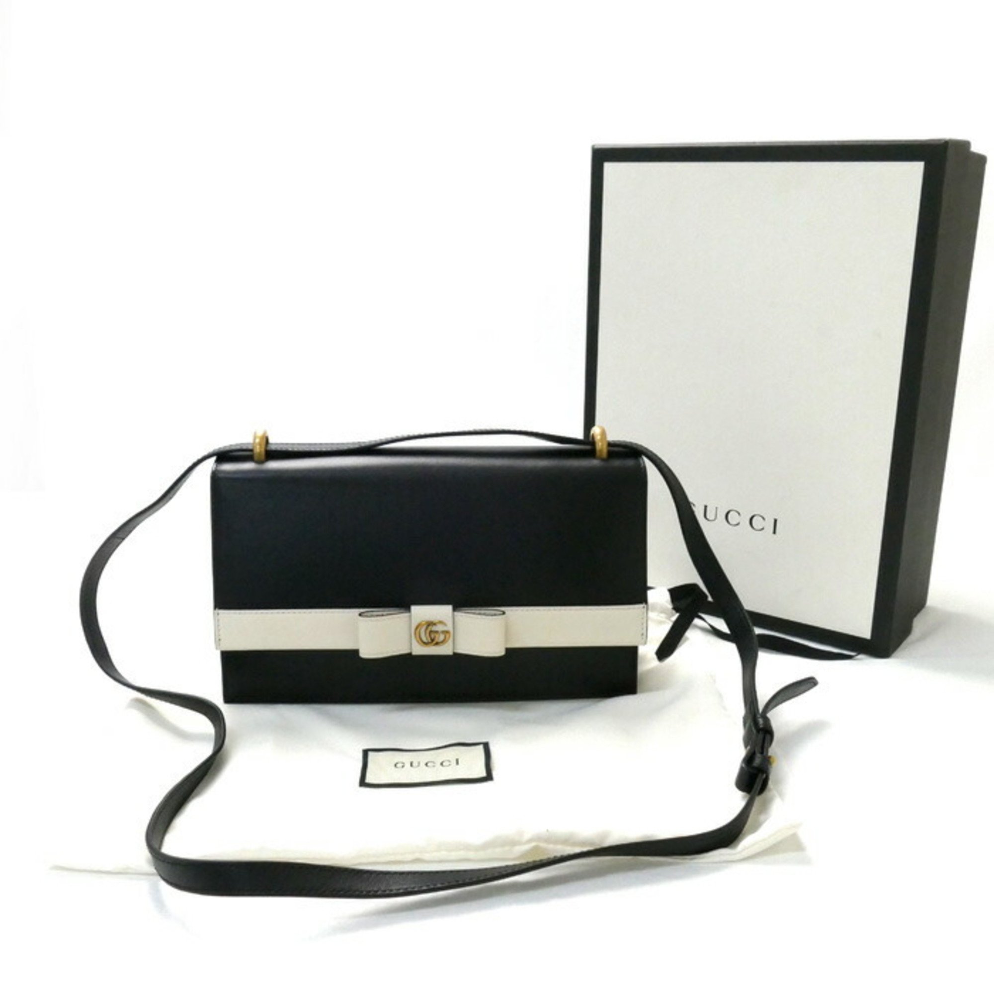 GUCCI GG Marmont Japan Limited Shoulder Bag Black White 432680 Women's