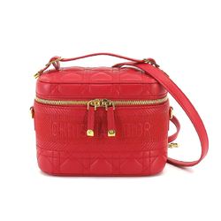 Christian Dior DIORTRAVEL Small Vanity 2way Hand Shoulder Bag Leather Red S5488UNTR Case