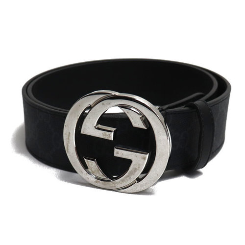 GUCCI Gucci Interlocking G Belt Guccisima Black Gray 411924 