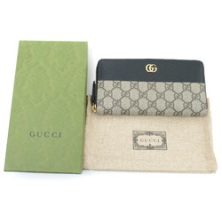GUCCI Gucci GG Marmont Zip Around Long Wallet Round Zipper Beige Black 456117 17WAG 1283 Women's