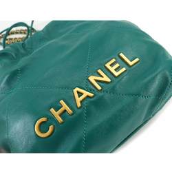 CHANEL 22 Mini 2way Chain Hand Shoulder Bag Leather Green AS3980