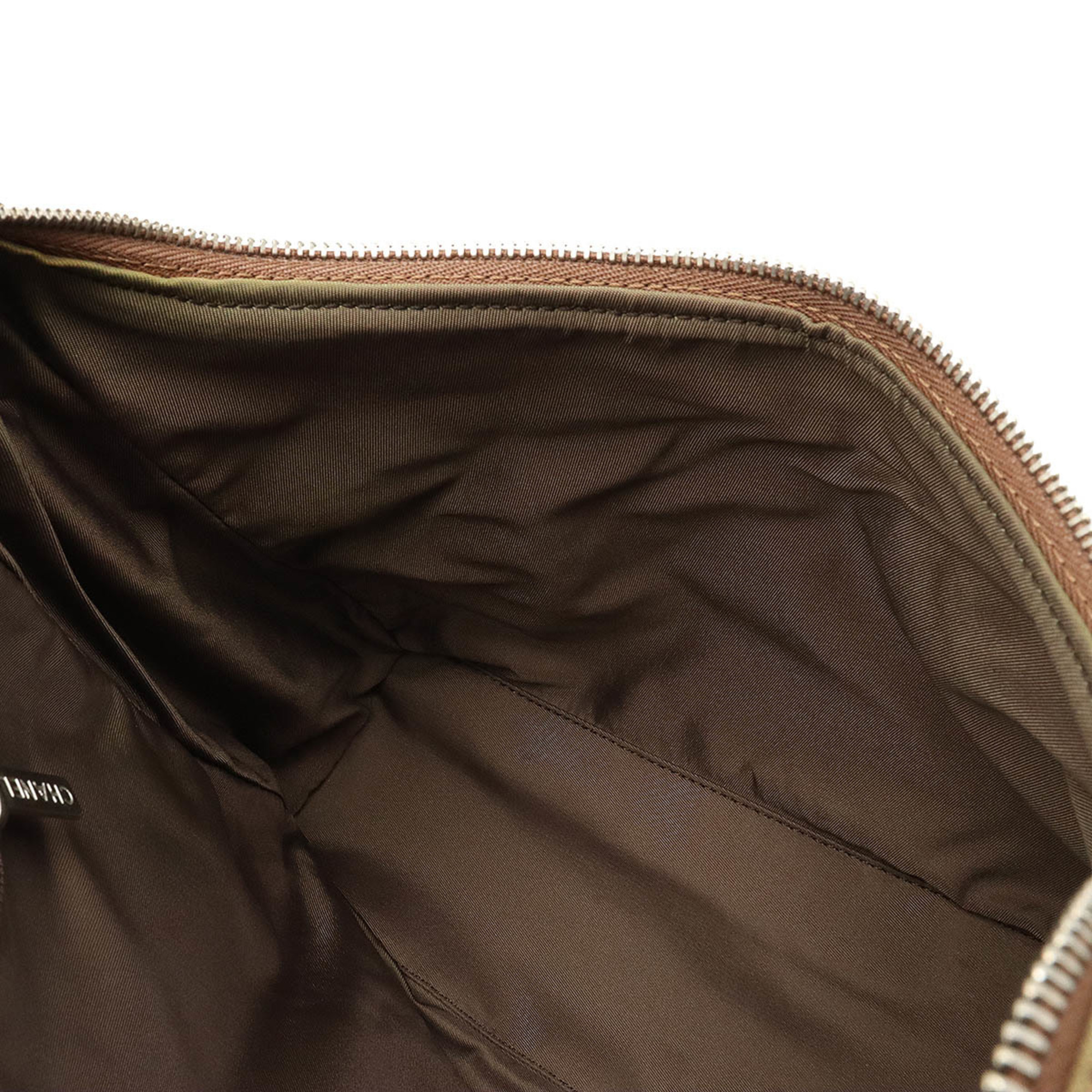 CHANEL New Line Rucksack Shoulder Bag Nylon Jacquard Leather Khaki A15958