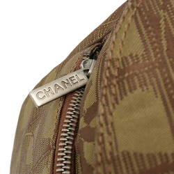 CHANEL New Line Rucksack Shoulder Bag Nylon Jacquard Leather Khaki A15958