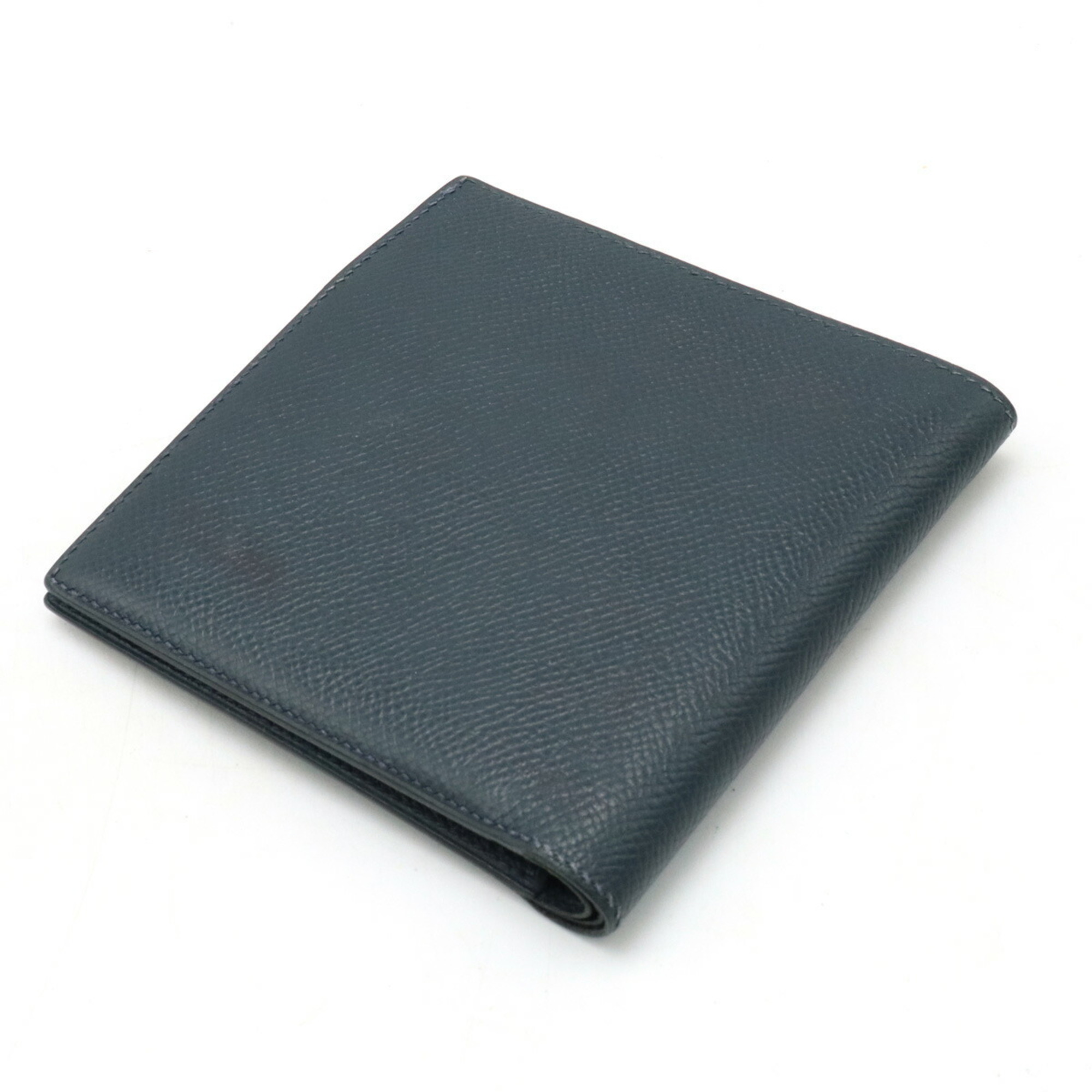 HERMES Galilei Bifold Wallet Couchevel Leather Navy