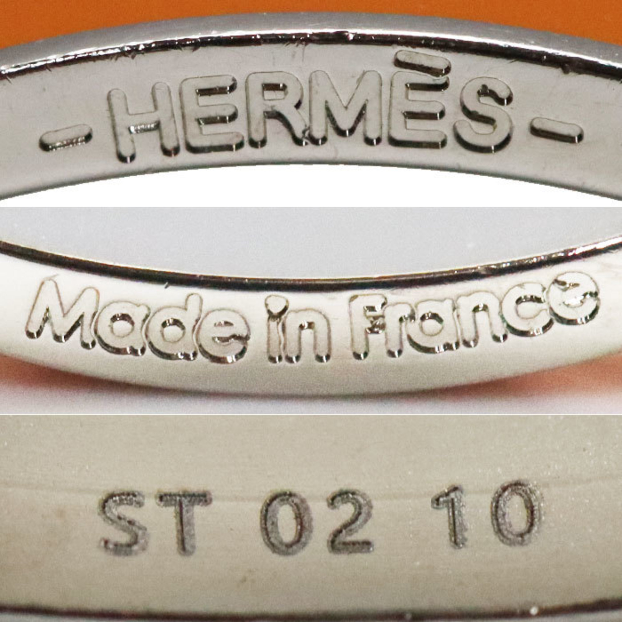 HERMES Lacquer Palladium Plated Pop Ash Necklace H147991FP1B 42cm Orange Ladies