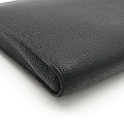 HERMES Hermes Zip Tablet Second Bag Clutch L-shaped Negonda Leather Black T-engraved