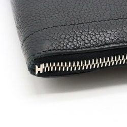 HERMES Hermes Zip Tablet Second Bag Clutch L-shaped Negonda Leather Black T-engraved