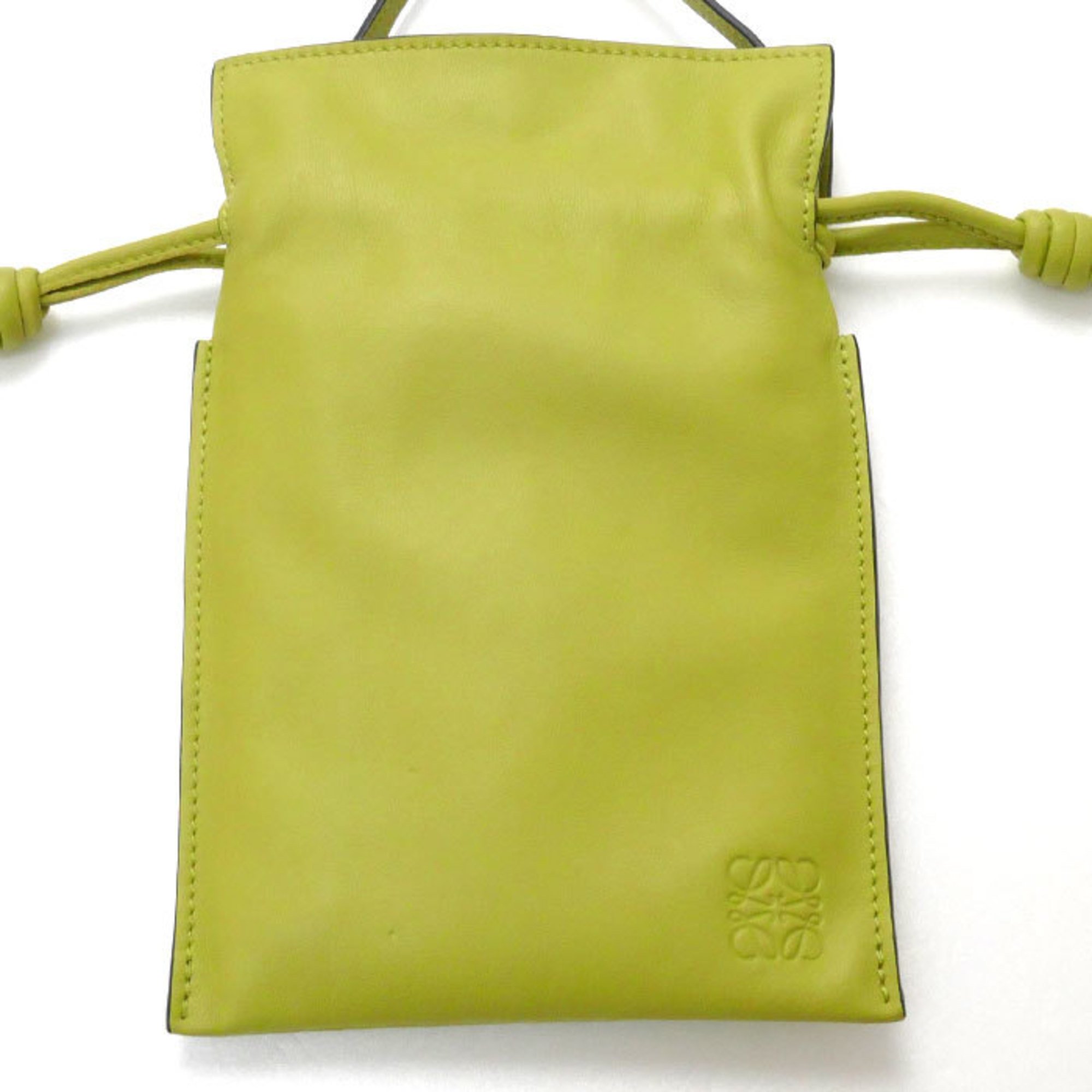 LOEWE Flamenco Pocket Shoulder Bag Lime Yellow A411F10X01 4801 Women's