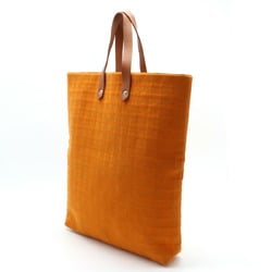 HERMES Amedaba Diago GM Tote Bag Handbag Cotton Canvas Leather Orange