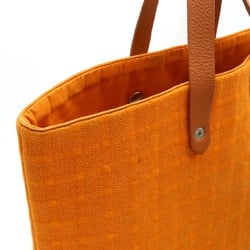 HERMES Amedaba Diago GM Tote Bag Handbag Cotton Canvas Leather Orange