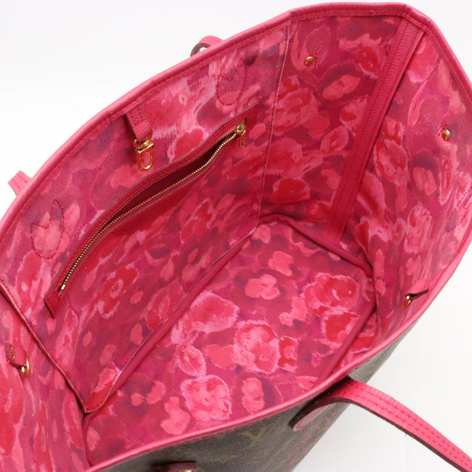 LOUIS VUITTON Monogram Ikat Flower Neverfull MM Tote Bag Shoulder Rose Andian Pink M40940