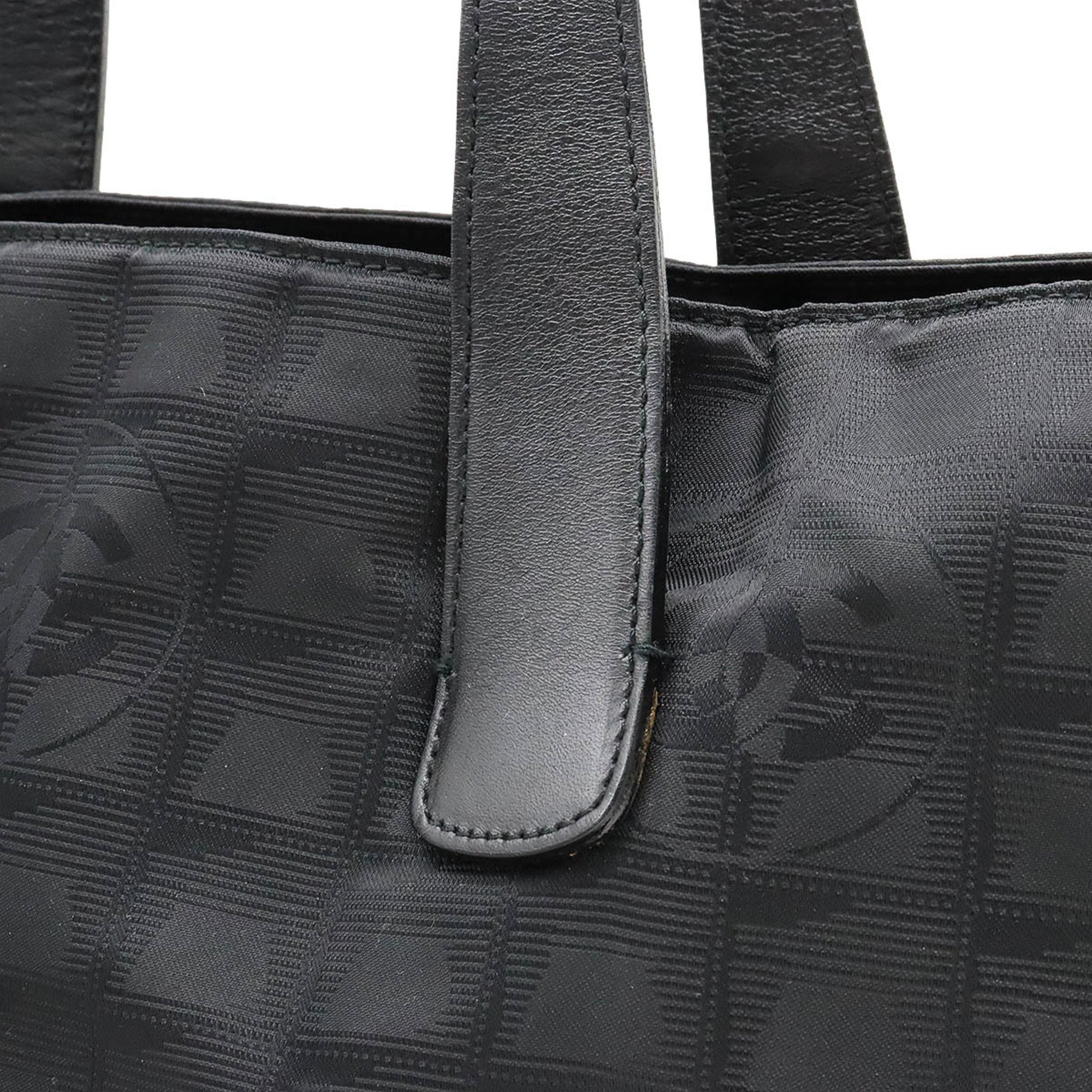 CHANEL New Line Tote TGM Bag Large Shoulder Nylon Jacquard Leather Black A15826