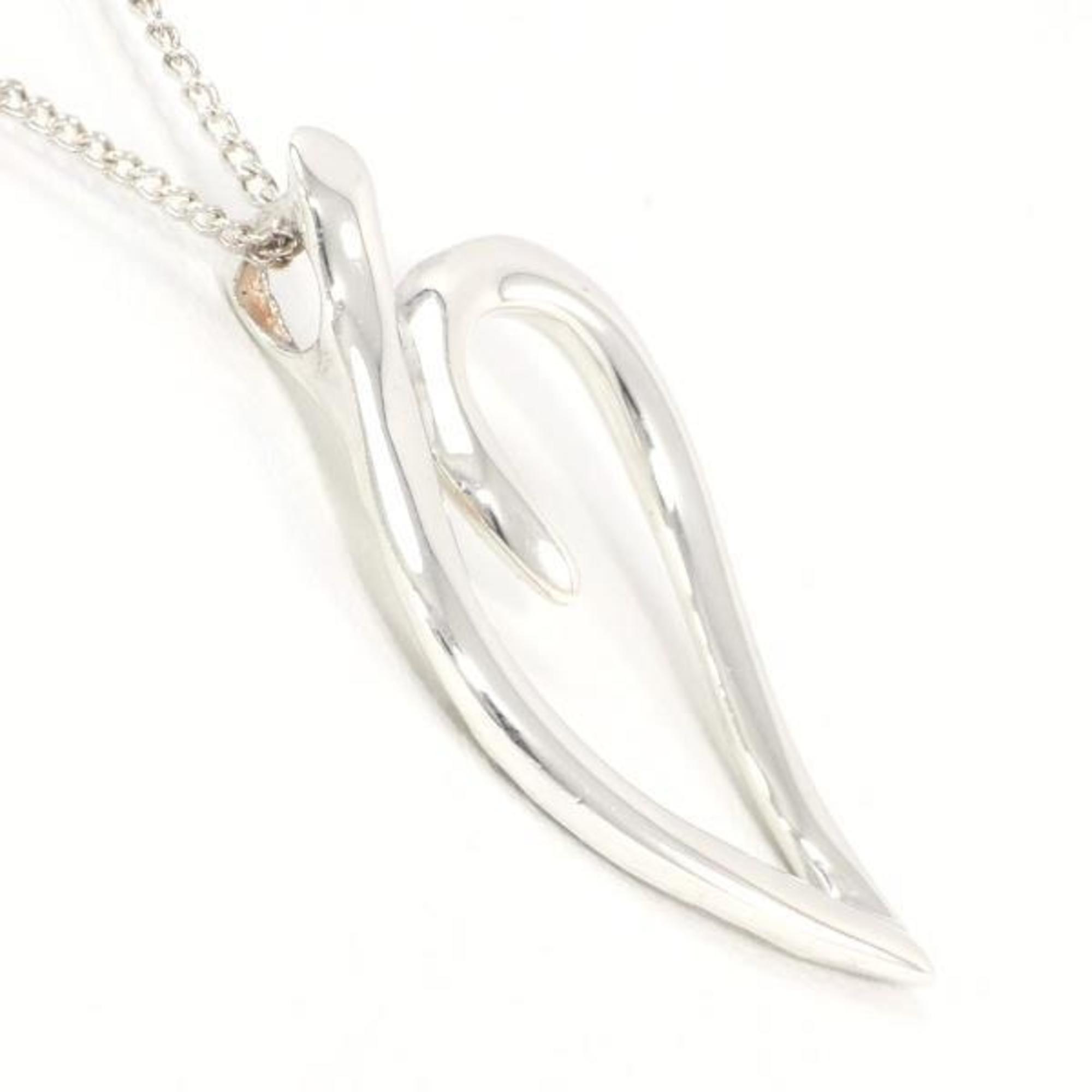Tiffany Open Leaf Silver Necklace Total Weight Approx. 2.4g 50cm Jewelry