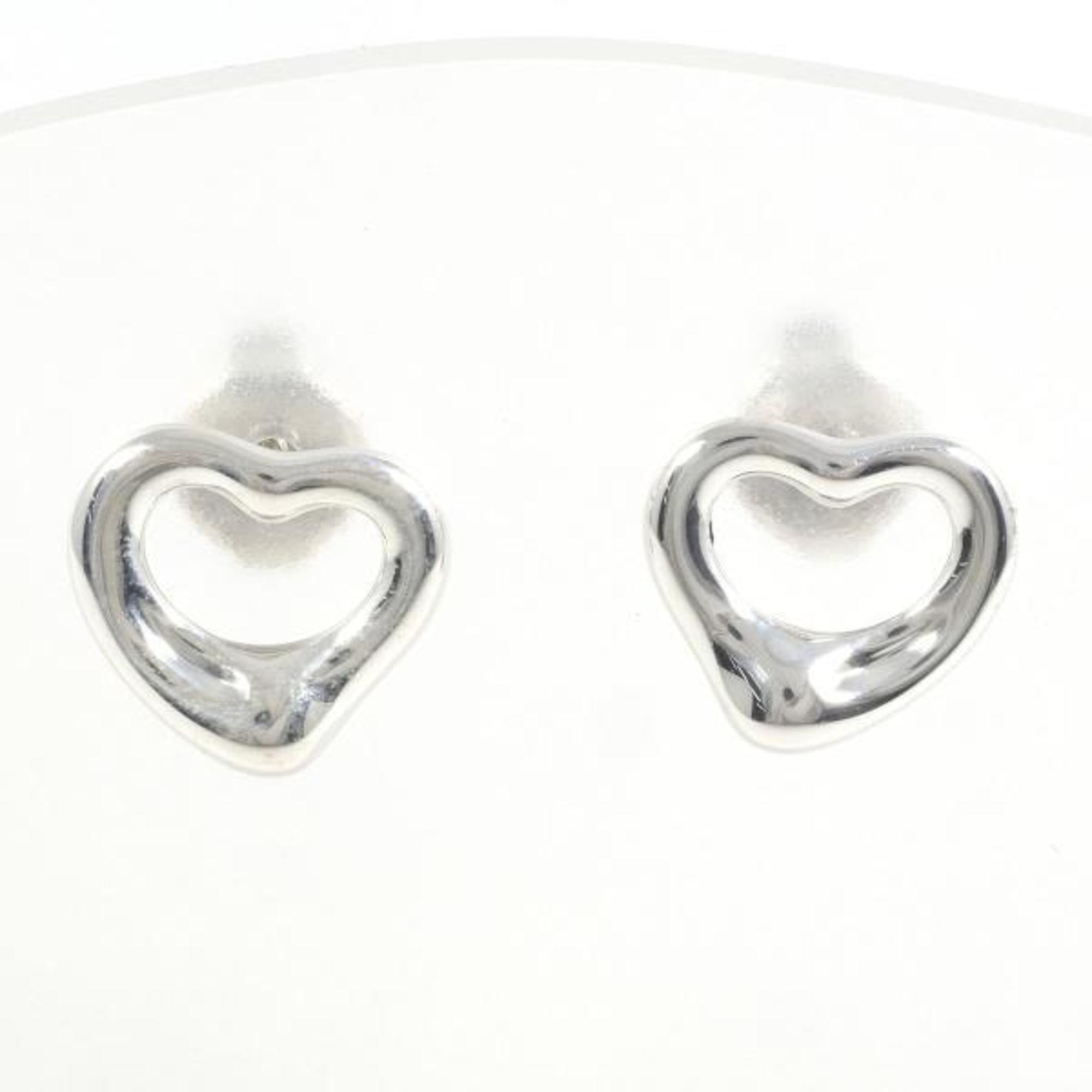 Tiffany Open Heart Silver Earrings Total Weight Approx. 2.1g Jewelry